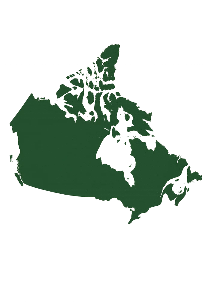 Carte géographique simplifiée du Canada, support visuel idéal pour illustrer un travel planner Canada et planifier les itinéraires de voyage par province.